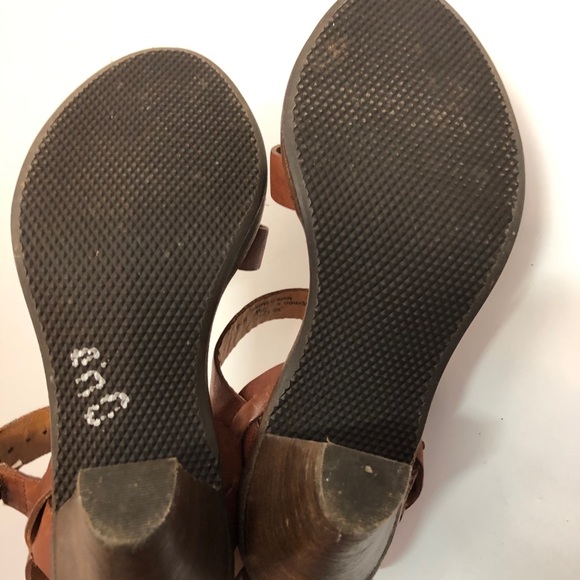 Trask Summer Brown Leather Heeled Sandal Sz 7 - Picture 6 of 7